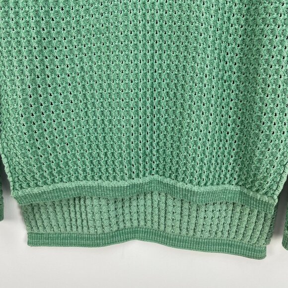 BCBGMAXAZRIA Large Dusty Jade Green KENT V Neck Sweater Open Knit Pullover - Picture 10 of 15